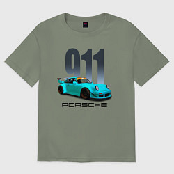 Футболка оверсайз женская Cпортивный автомобиль Porsche, цвет: авокадо