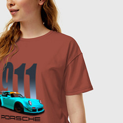 Футболка оверсайз женская Cпортивный автомобиль Porsche, цвет: кирпичный — фото 2