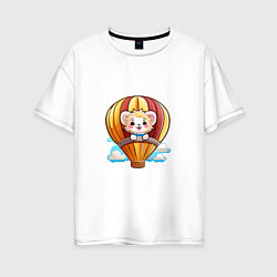 Женская футболка оверсайз Львёнок на воздушном шаре