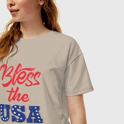 Футболка оверсайз женская Bless the USA, цвет: миндальный — фото 2