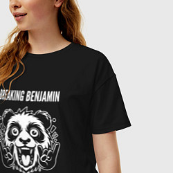 Футболка оверсайз женская Breaking Benjamin rock panda, цвет: черный — фото 2
