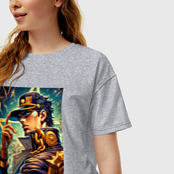 Футболка оверсайз женская Джотаро Куджо - fantasy ai art, цвет: меланж — фото 2