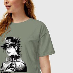 Футболка оверсайз женская Jotaro Kujo - jojo ai art, цвет: авокадо — фото 2