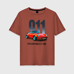 Женская футболка оверсайз Porsche 911 спортивный немецкий автомобиль