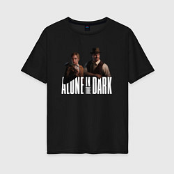 Женская футболка оверсайз Alone in the dark - Emily and Edward