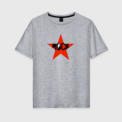 Футболка оверсайз женская Rock star red white, цвет: меланж