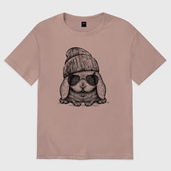 Футболка оверсайз женская Модный зайчишка, цвет: пыльно-розовый