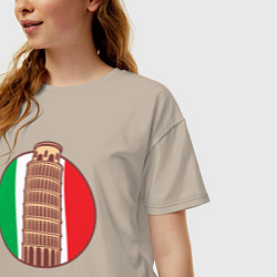 Футболка оверсайз женская Пизанская башня, цвет: миндальный — фото 2