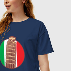 Футболка оверсайз женская Пизанская башня, цвет: тёмно-синий — фото 2