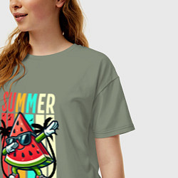 Футболка оверсайз женская Летние вибрации, цвет: авокадо — фото 2