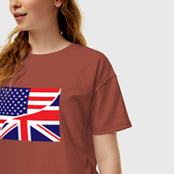 Футболка оверсайз женская США и Великобритания, цвет: кирпичный — фото 2