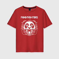 Футболка оверсайз женская Foo Fighters rock panda, цвет: красный