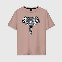 Женская футболка оверсайз Ethnic elephant