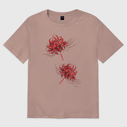 Футболка оверсайз женская Токийский гуль Паучья лилия, цвет: пыльно-розовый