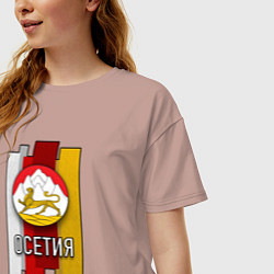 Футболка оверсайз женская Осетия герб, цвет: пыльно-розовый — фото 2
