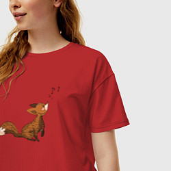 Футболка оверсайз женская Music fox, цвет: красный — фото 2