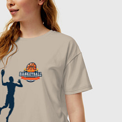 Футболка оверсайз женская Игрок в баскетбол basketball, цвет: миндальный — фото 2