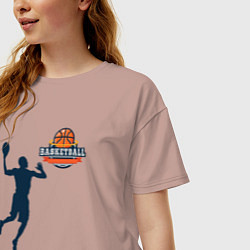 Футболка оверсайз женская Игрок в баскетбол basketball, цвет: пыльно-розовый — фото 2