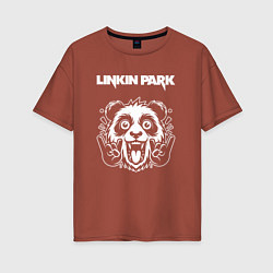 Футболка оверсайз женская Linkin Park rock panda, цвет: кирпичный