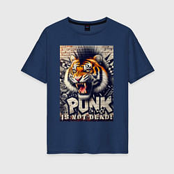 Женская футболка оверсайз Cool tiger - punks not dead