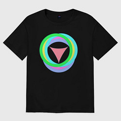 Футболка оверсайз женская Кольца окружностей с треугольником, цвет: черный