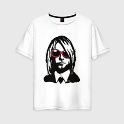 Футболка оверсайз женская Kurt Cobain Nirvana portrait, цвет: белый