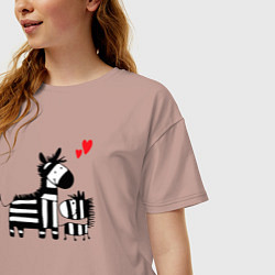 Футболка оверсайз женская Zebra love, цвет: пыльно-розовый — фото 2