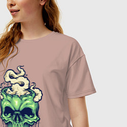 Футболка оверсайз женская Skull smoke, цвет: пыльно-розовый — фото 2