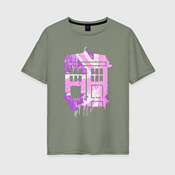 Женская футболка оверсайз Pink tardis