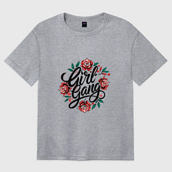 Женская футболка оверсайз Girl Gang с розами