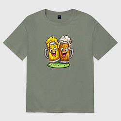 Женская футболка оверсайз Две весёлые кружки