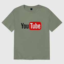 Футболка оверсайз женская You tube logo, цвет: авокадо