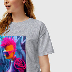 Футболка оверсайз женская Bart Simpson - punk, цвет: меланж — фото 2