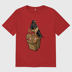 Женская футболка оверсайз Ворон и лапша