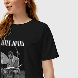 Футболка оверсайз женская Elvin Jones великий джазовый барабанщик, цвет: черный — фото 2