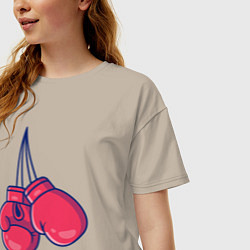 Футболка оверсайз женская Перчатки для бокса, цвет: миндальный — фото 2