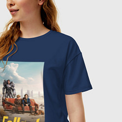 Футболка оверсайз женская Фоллаут на диване, цвет: тёмно-синий — фото 2