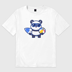 Женская футболка оверсайз Панда на море