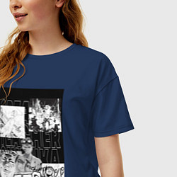 Футболка оверсайз женская Эйкити Онидзука коллаж, цвет: тёмно-синий — фото 2