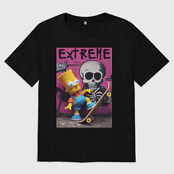 Женская футболка оверсайз Bart Simpson and skateboard - extreme