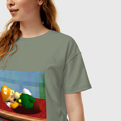 Футболка оверсайз женская Жёлтый луиджи 64 спит арт, цвет: авокадо — фото 2