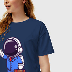 Футболка оверсайз женская Космонавт с чемоданом, цвет: тёмно-синий — фото 2