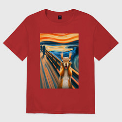 Женская футболка оверсайз Белка кричит - мем нейросеть