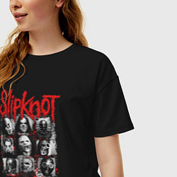 Футболка оверсайз женская Slipknot rock band, цвет: черный — фото 2