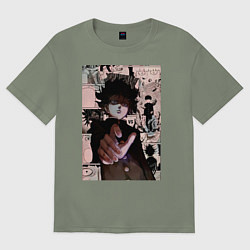 Футболка оверсайз женская Моб Психо 100 Рицу Кагэяма Шигэо Кагэяма, цвет: авокадо