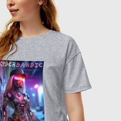 Футболка оверсайз женская Cyber Barbie - neon glow fantasy, цвет: меланж — фото 2