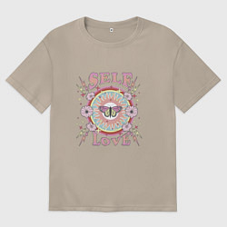 Футболка оверсайз женская Любовь к себе, цвет: миндальный