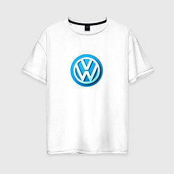 Женская футболка оверсайз Volkswagen logo blue