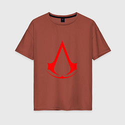 Женская футболка оверсайз Red logo of assassins