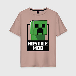 Футболка оверсайз женская Minecraft hostile mob, цвет: пыльно-розовый